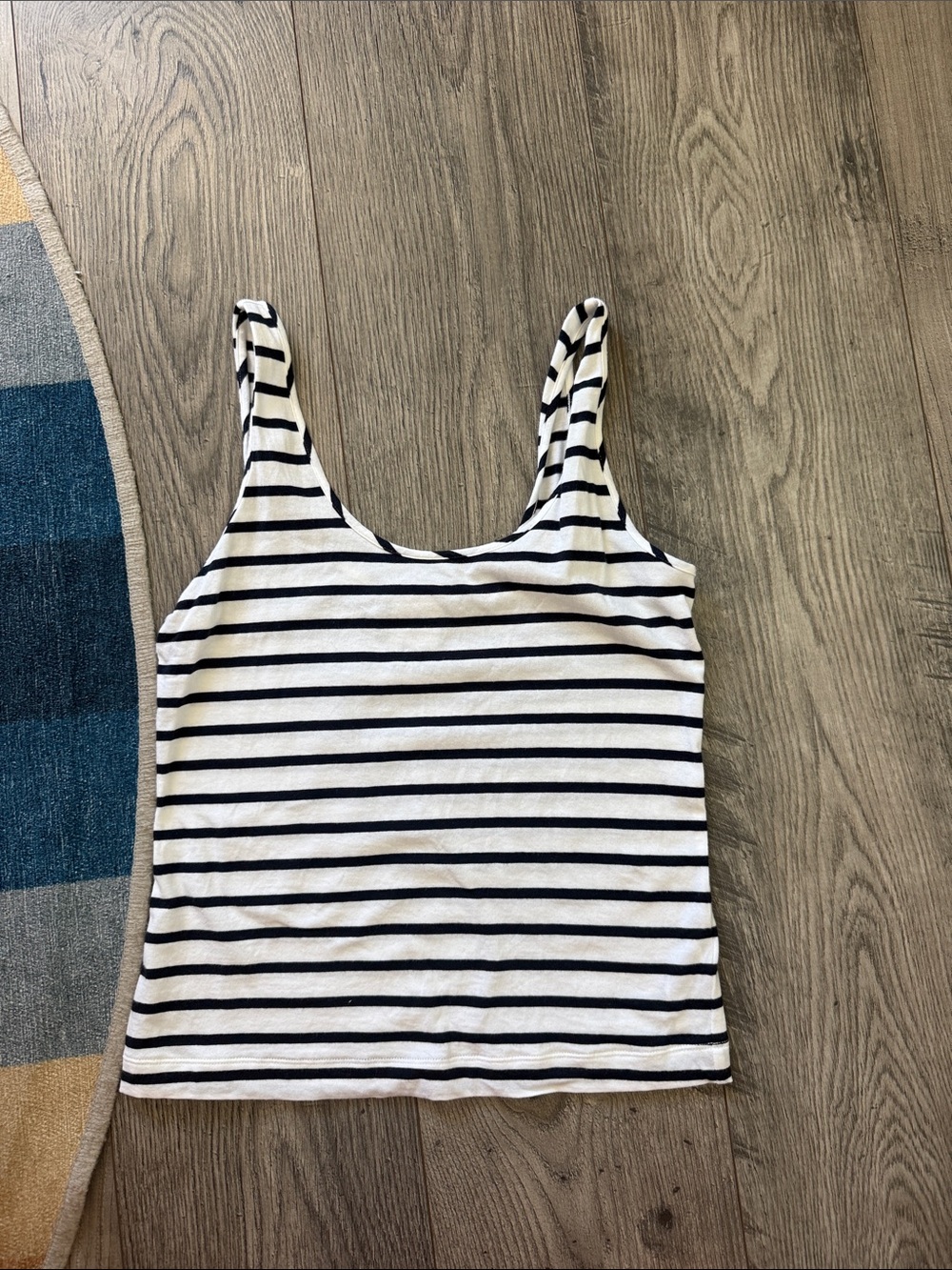 CAbi Black & White Striped Scoop Tank